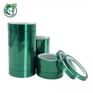 tykkelse 80mic polyesterfilm silikone selvklæbende grøn maskeringstape